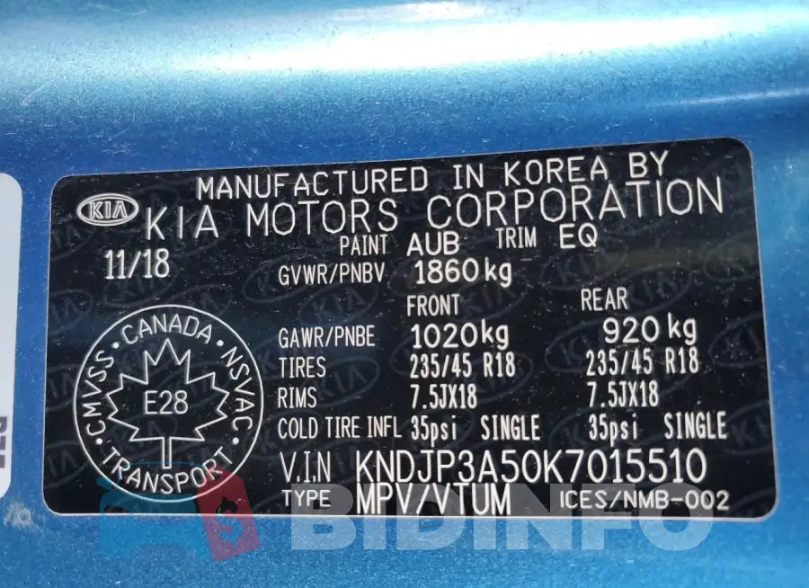 KNDJP3A50K7015510 Photo# 13