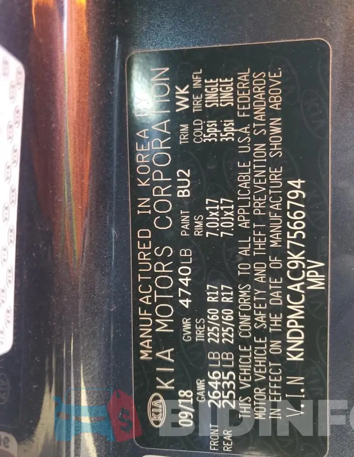 KNDPMCAC9K7566794 Photo# 13