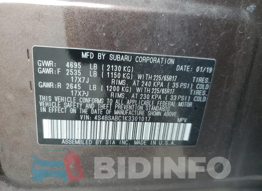 4S4BSABC1K3301017 Photo# 13