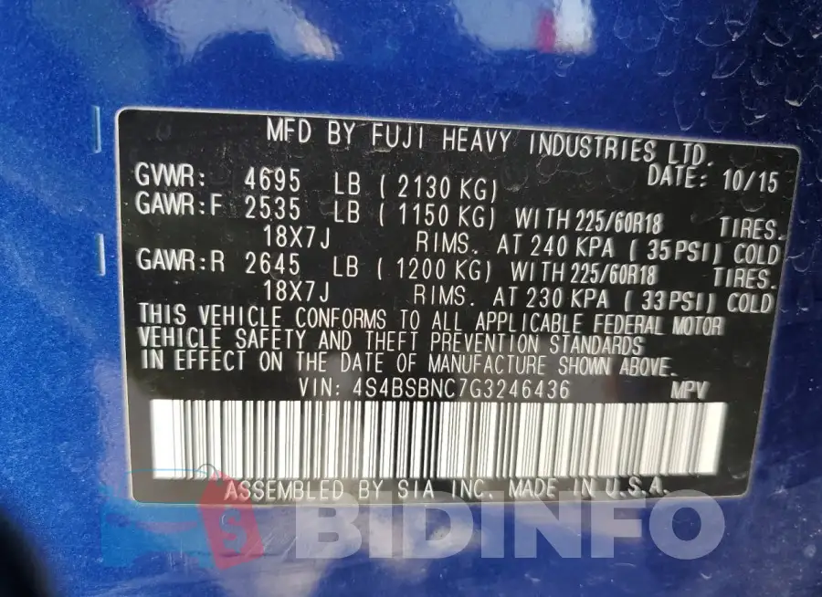 4S4BSBNC7G3246436 Photo# 14