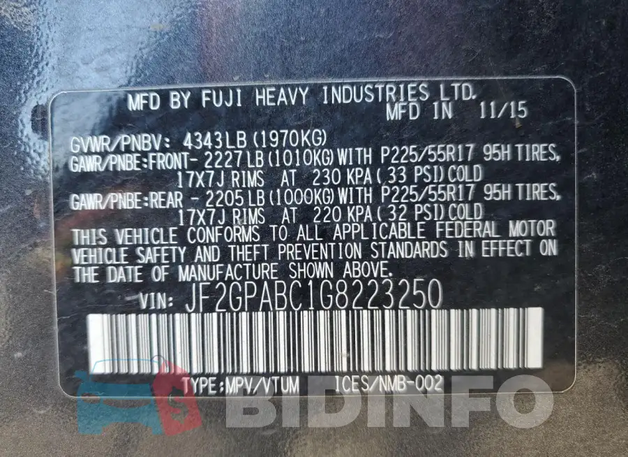 JF2GPABC1G8223250 Photo# 13