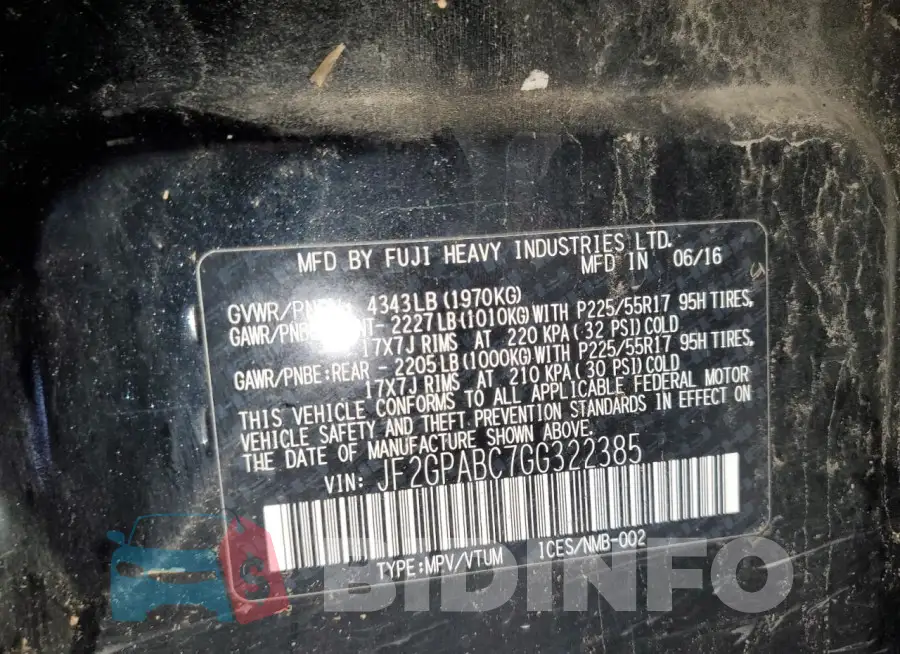 JF2GPABC7GG322385 Photo# 14