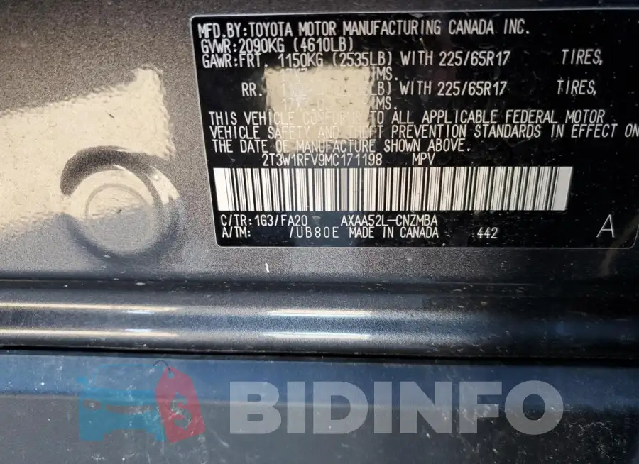 2T3W1RFV9MC171198 Photo# 12