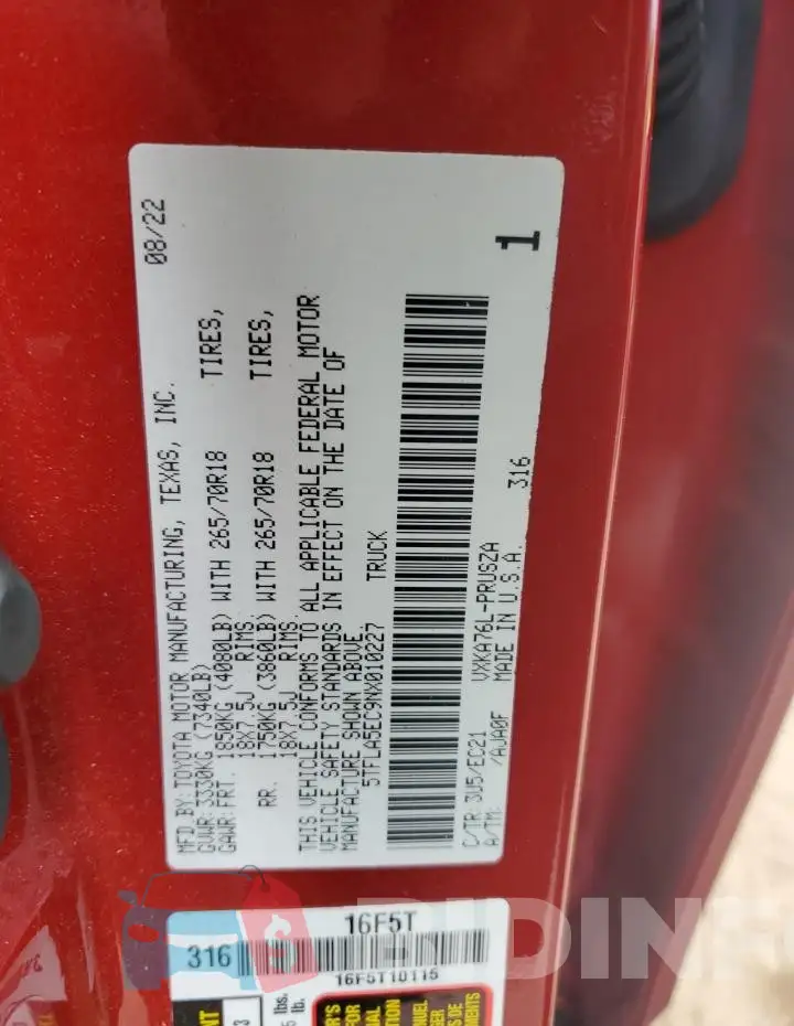 5TFLA5EC9NX010227 Photo# 12