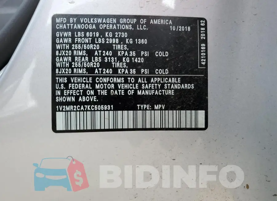 1V2MR2CA7KC505931 Photo# 12