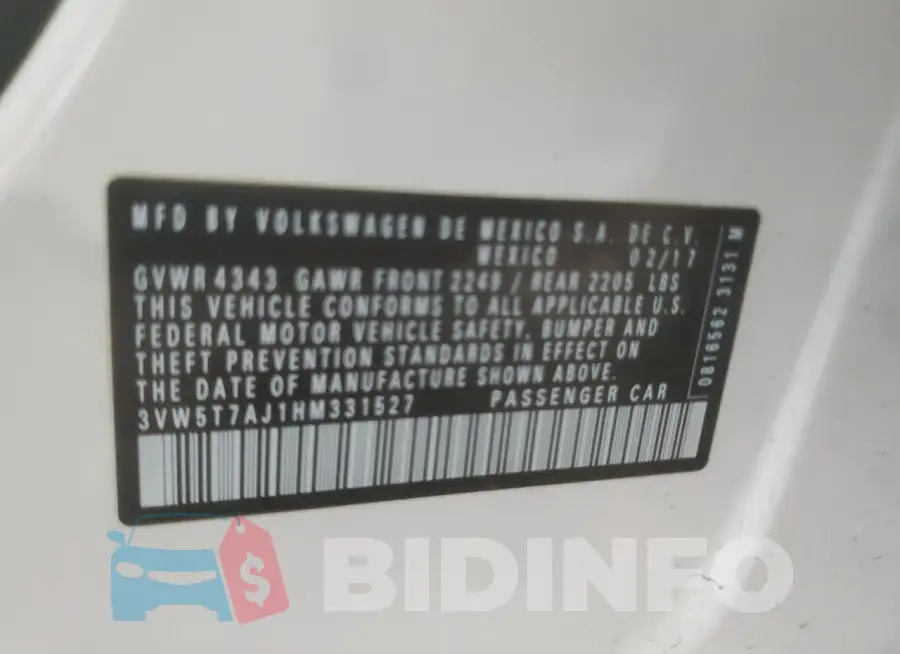 3VW5T7AJ1HM331527 Photo# 12