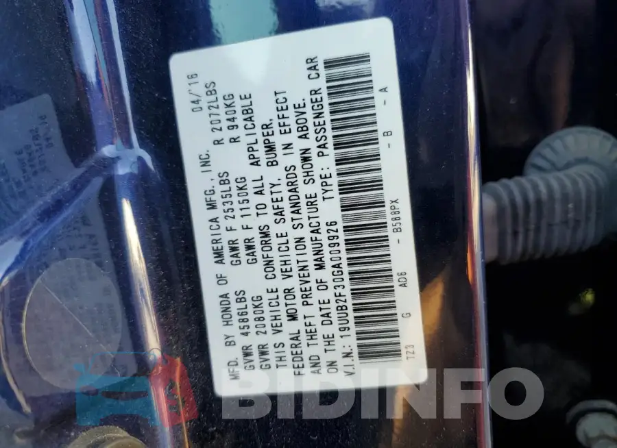 19UUB2F30GA009926 Photo# 12