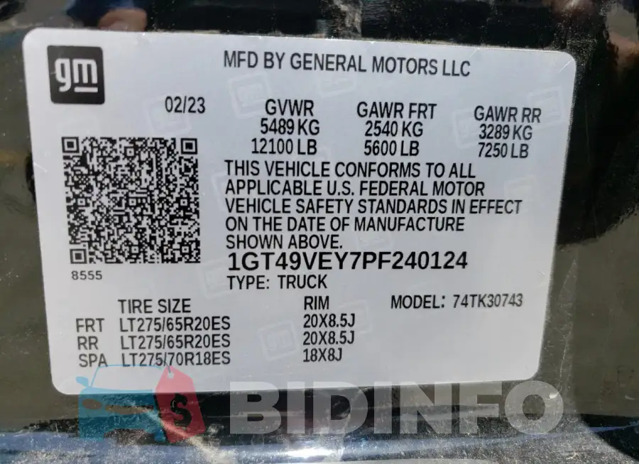 1GT49VEY7PF240124 Photo# 13