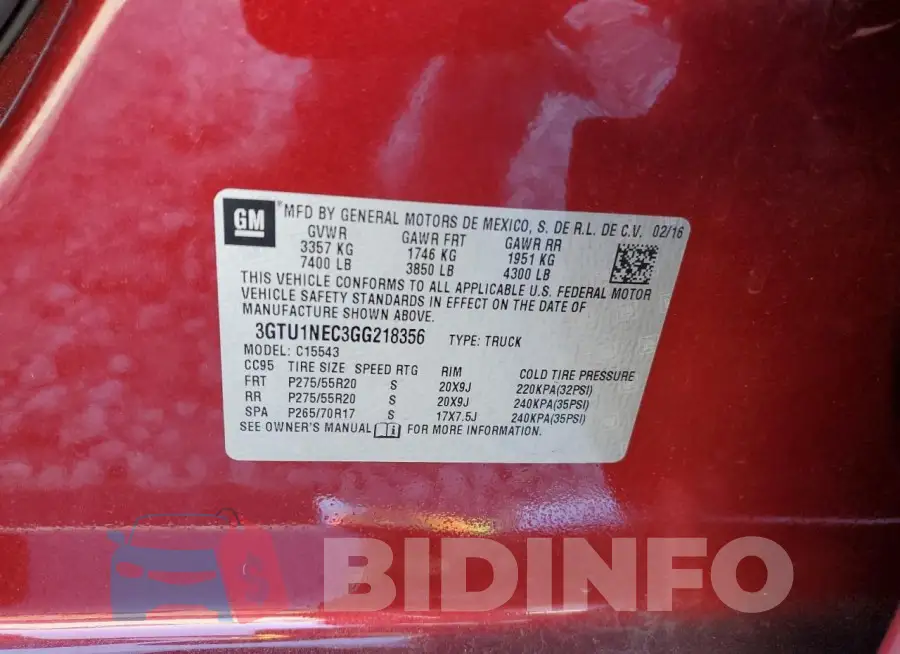3GTU1NEC3GG218356 Photo# 13