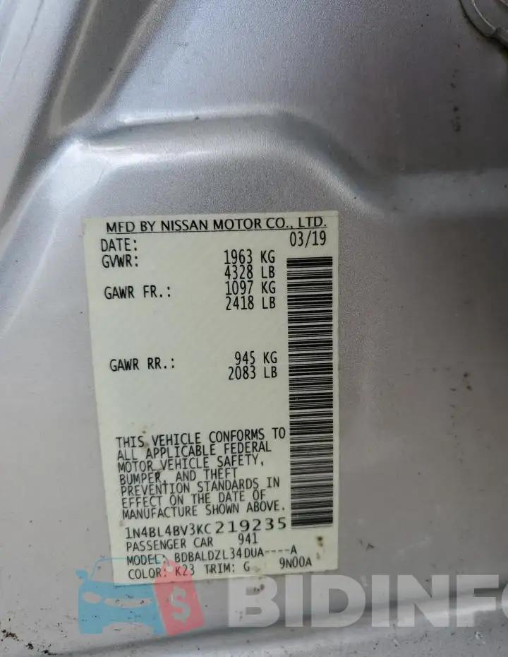 1N4BL4BV3KC219235 Photo# 12