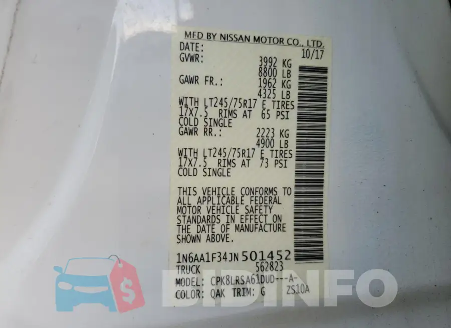 1N6AA1F34JN501452 Photo# 13