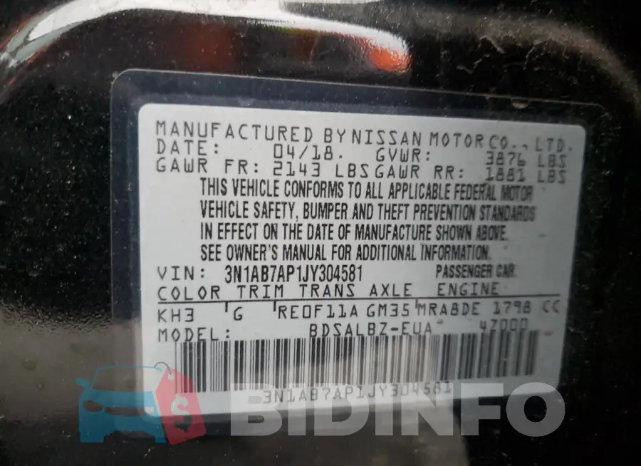 3N1AB7AP1JY304581 Photo# 13