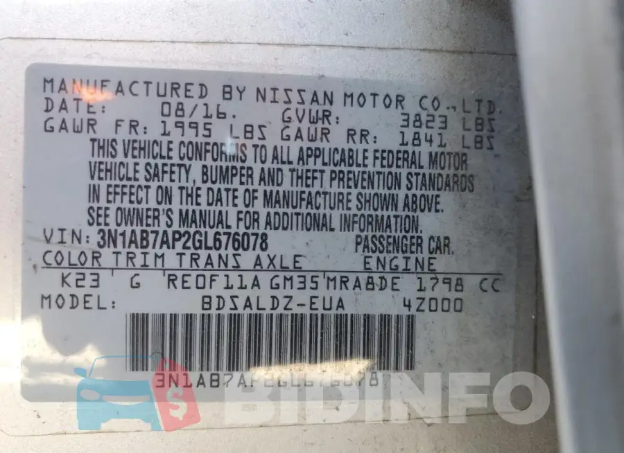 3N1AB7AP2GL676078 Photo# 13