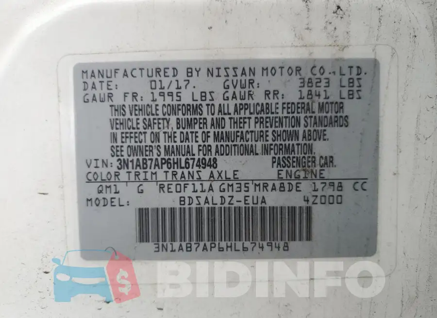 3N1AB7AP6HL674948 Photo# 12