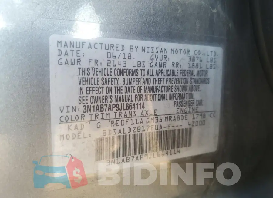 3N1AB7AP9JL664114 Photo# 12