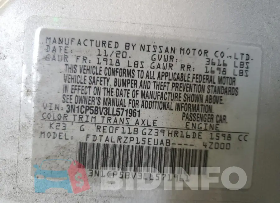 3N1CP5BV3LL571961 Photo# 13