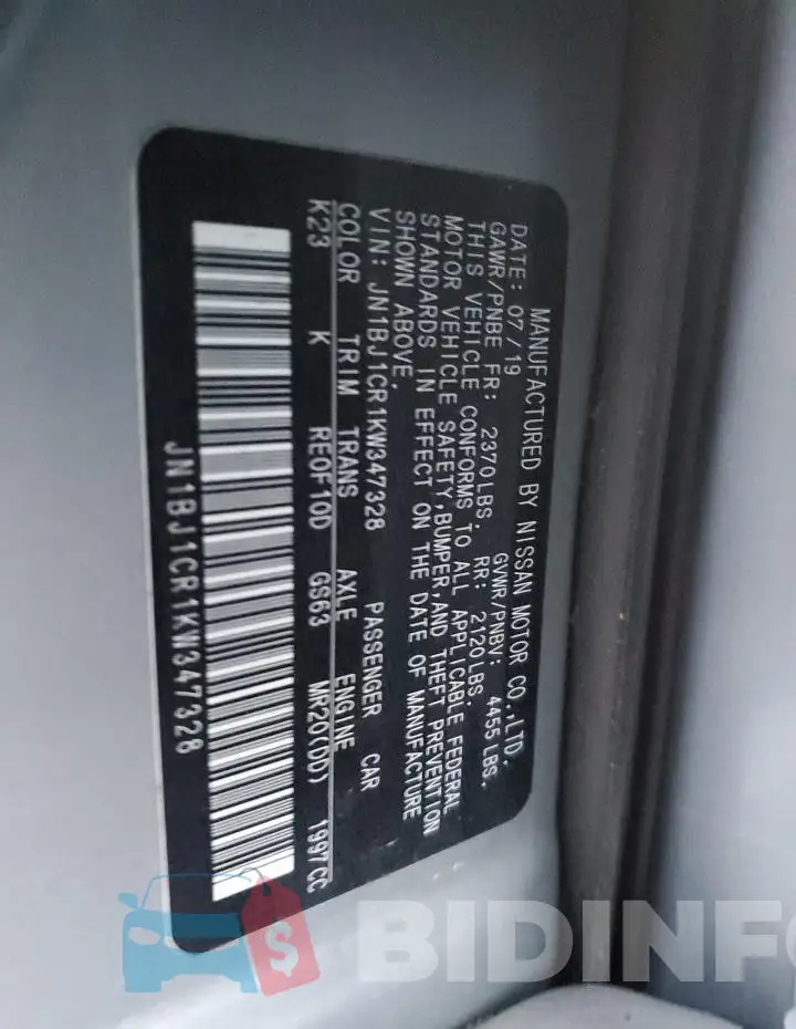 JN1BJ1CR1KW347328 Photo# 13