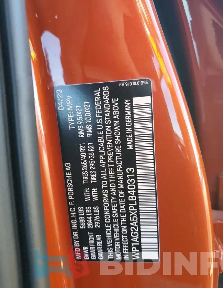 WP1AG2A5XPLB40313 Photo# 13