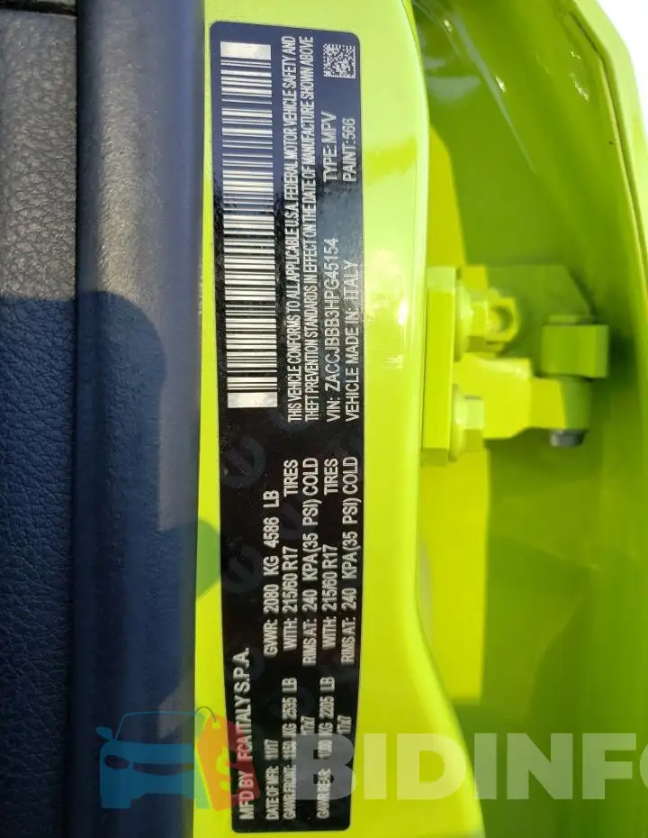 ZACCJBBB3HPG45154 Photo# 13