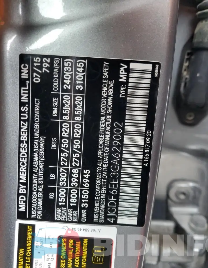 4JGDF6EE3GA629002 Photo# 13