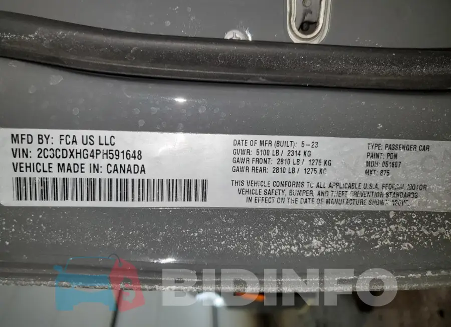 2C3CDXHG4PH591648 Photo# 12