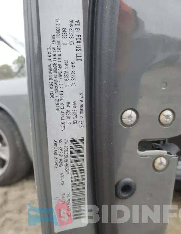 2C3CDZAG0KH606547 Photo# 12