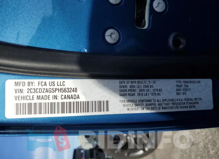 2C3CDZAG5PH563248 Photo# 13