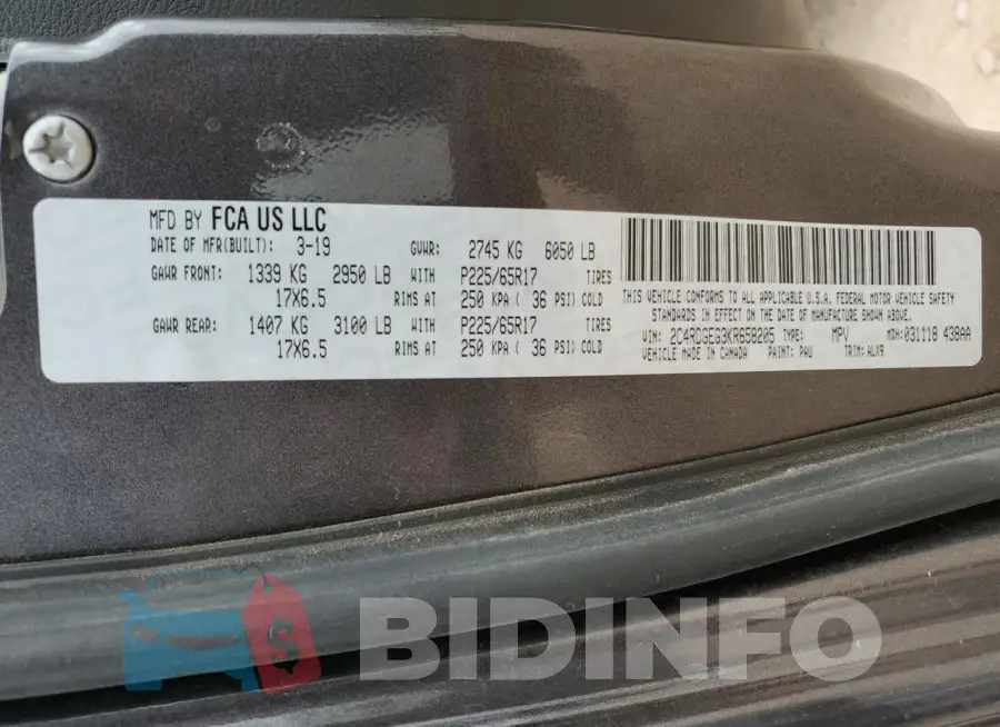 2C4RDGEG3KR658205 Photo# 14