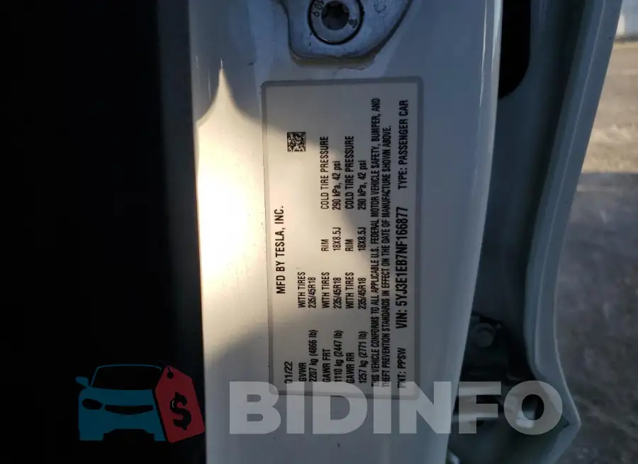 5YJ3E1EB7NF166877 Photo# 13