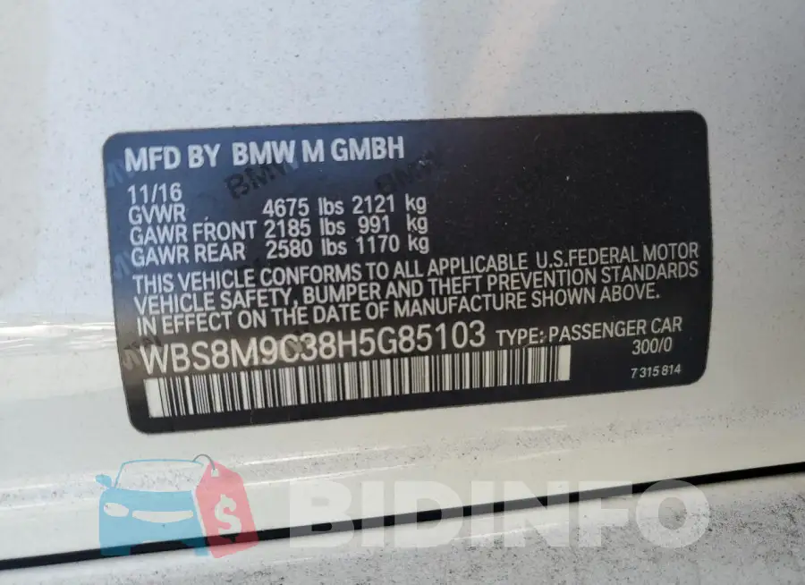 WBS8M9C38H5G85103 Photo# 12