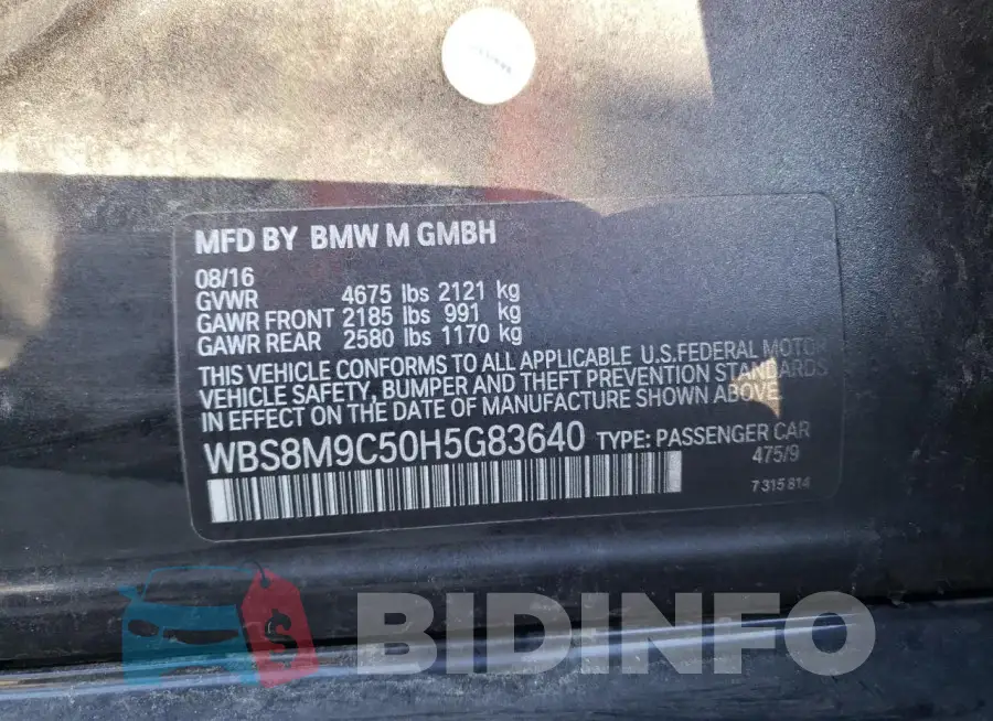 WBS8M9C50H5G83640 Photo# 12