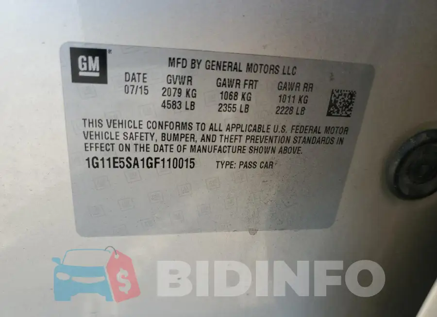 1G11E5SA1GF110015 Photo# 12