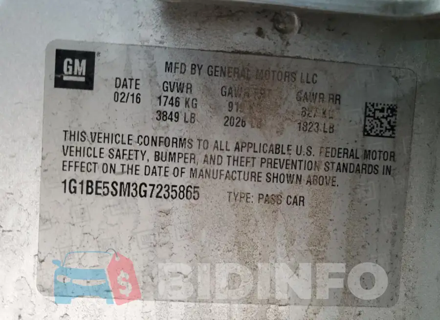 1G1BE5SM3G7235865 Photo# 12