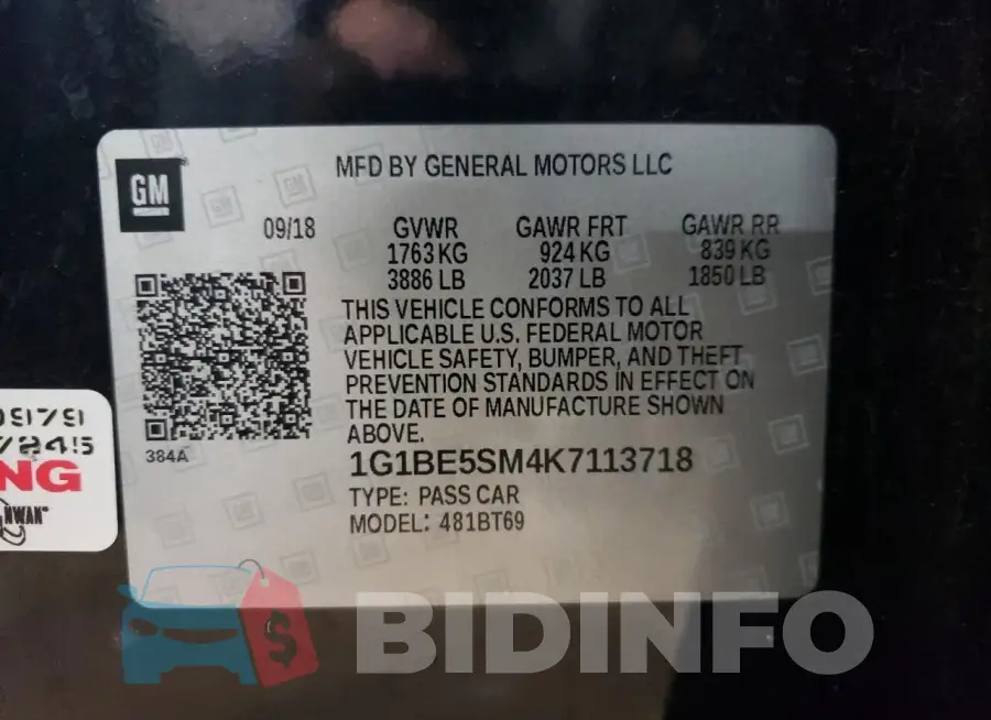 1G1BE5SM4K7113718 Photo# 13