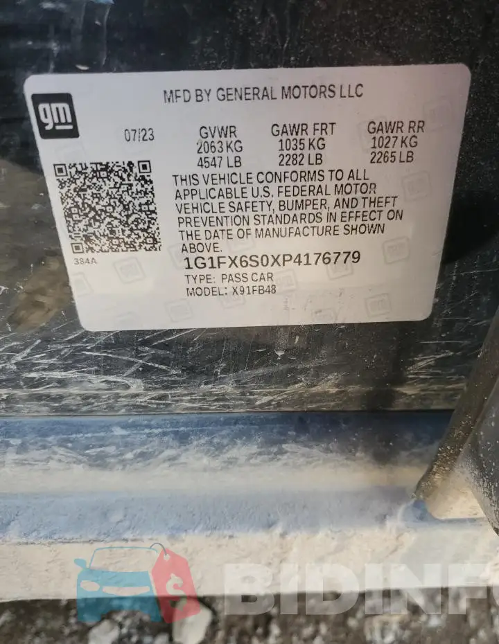 1G1FX6S0XP4176779 Photo# 13