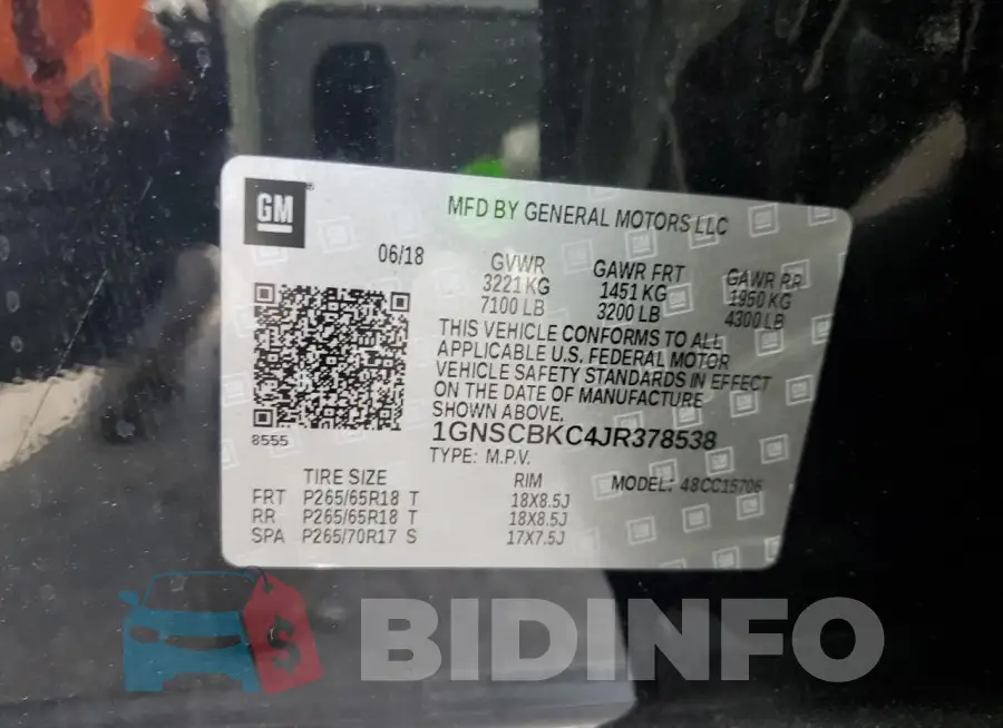 1GNSCBKC4JR378538 Photo# 13