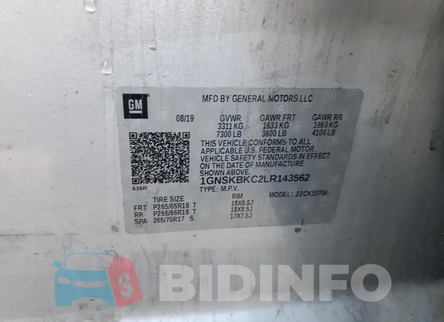 1GNSKBKC2LR143562 Photo# 13