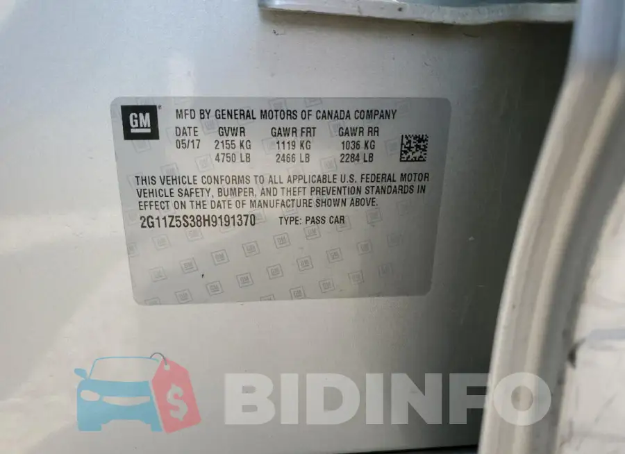 2G11Z5S38H9191370 Photo# 12
