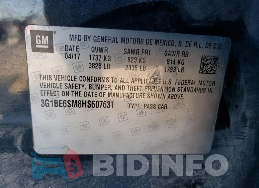 3G1BE6SM8HS607631 Photo# 14