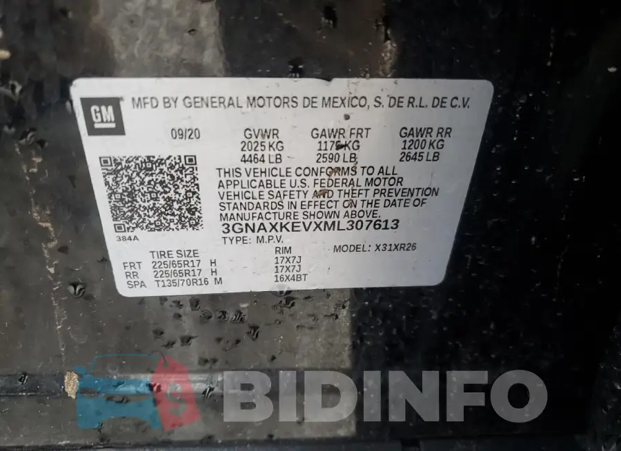 3GNAXKEVXML307613 Photo# 13