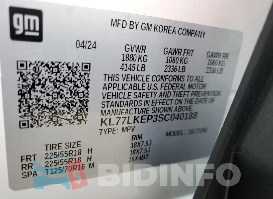 KL77LKEP3SC040188 Photo# 13