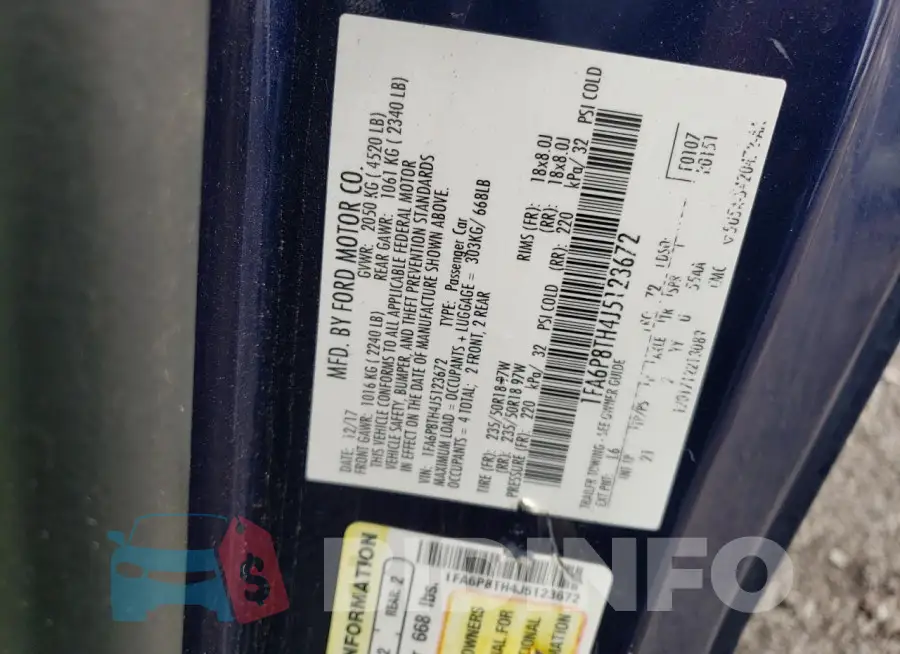 1FA6P8TH4J5123672 Photo# 12