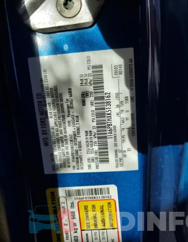 1FA6P8THXK5138162 Photo# 12