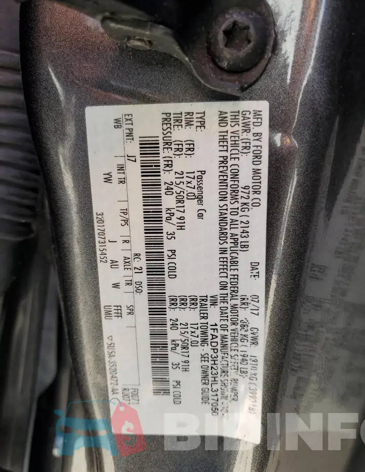 1FADP3H23HL317050 Photo# 12
