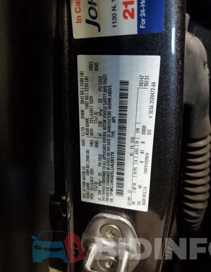 1FMCU9G65LUA38378 Photo# 14