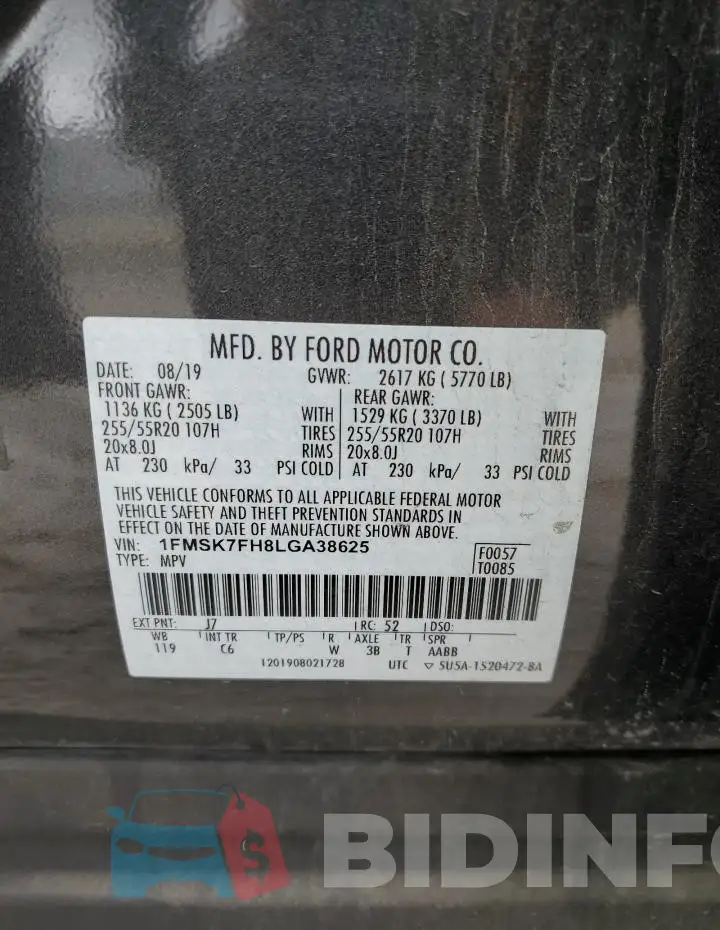 1FMSK7FH8LGA38625 Photo# 13