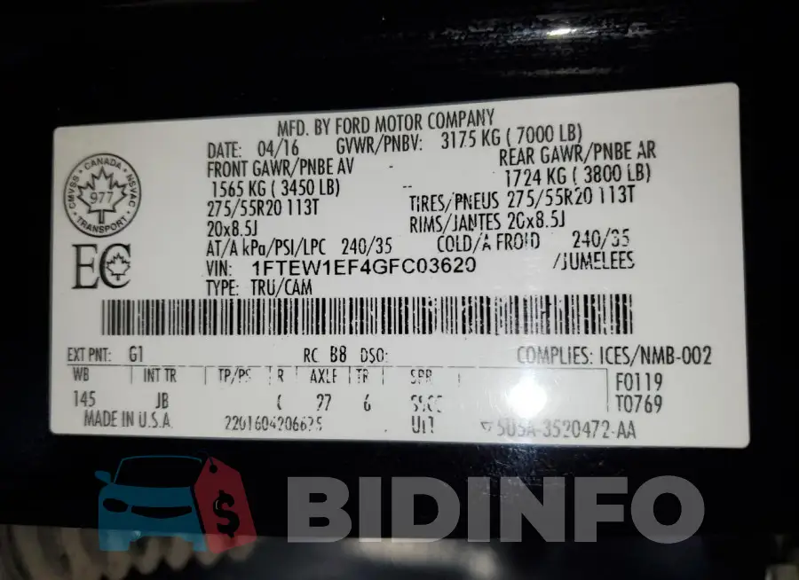 1FTEW1EF4GFC03620 Photo# 12