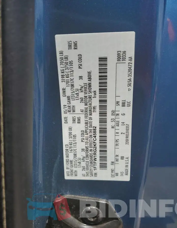 1FTFW1RG2KFC45882 Photo# 12