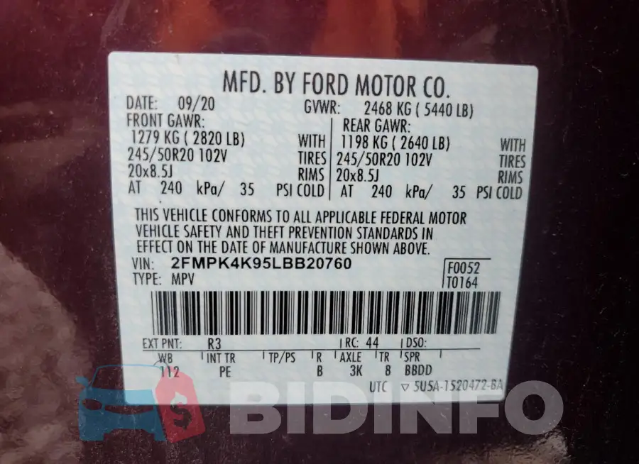 2FMPK4K95LBB20760 Photo# 14