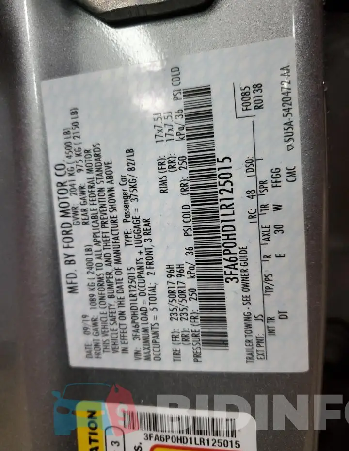 3FA6P0HD1LR125015 Photo# 12